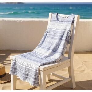 ARTISAN NY Linen Striped Tank Dress Gray Sleeveless Womens 4